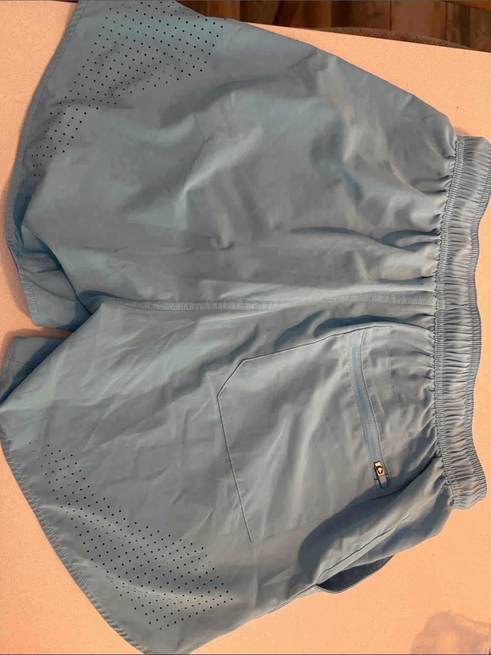 Light Blue Baseball 101 Men’s Athletic Shorts with Pink Accent
